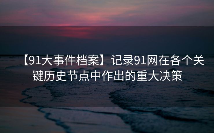 【91大事件档案】记录91网在各个关键历史节点中作出的重大决策